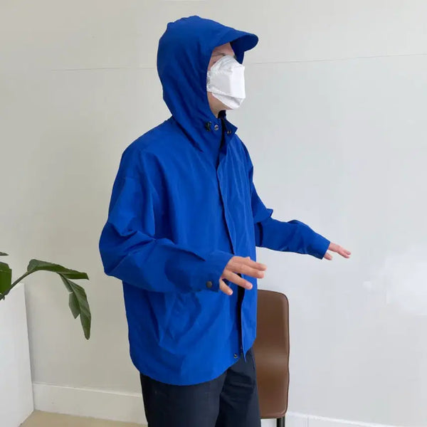 [BUNJANG] Gorpcore Blue Hooded Windbreaker Jacket / 고프코어 바람막이 블루 후드