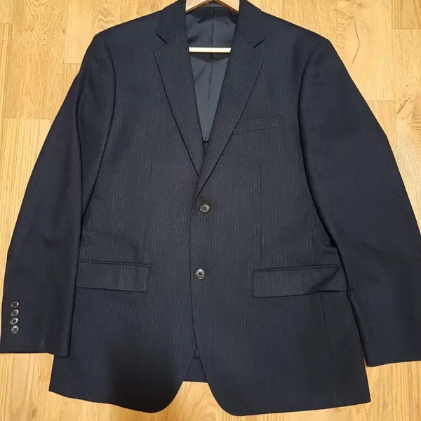 [BUNJANG] Uniqlo Super110's Wool Jacket Navy Stripe XL / 유니클로 프리미엄 Super110's 울 자켓 네이비 스트라이프 XL