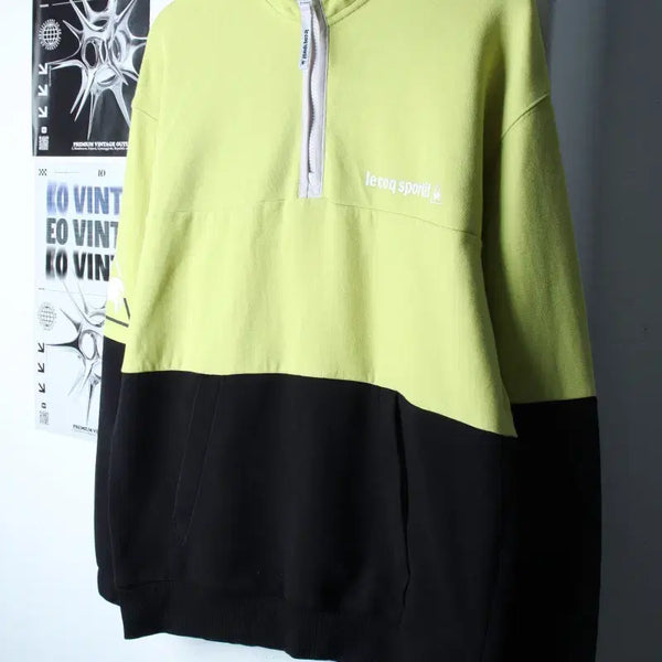 [BUNJANG] Le Coq Sportif Half-Zip Sweatshirt Old School Light Green / (L) 르꼬끄 맨투맨 티셔츠 반집업 연그린 올드스쿨-1822E