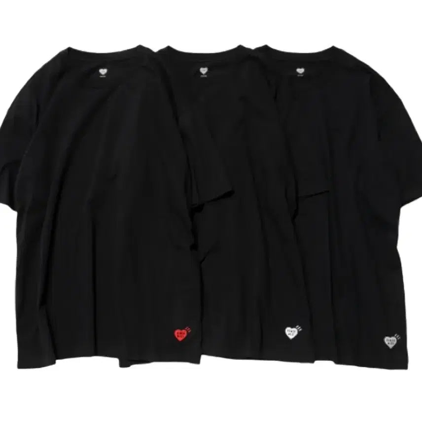 [BUNJANG] Human Made T-shirt Black (L) 3-Pack Set / 휴먼메이드 반팔티 블랙 L 3팩세트