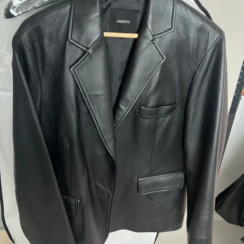 [BUNJANG] Andros Leather Jacket (Black) M / 앤드로스 가죽자켓 공용 m