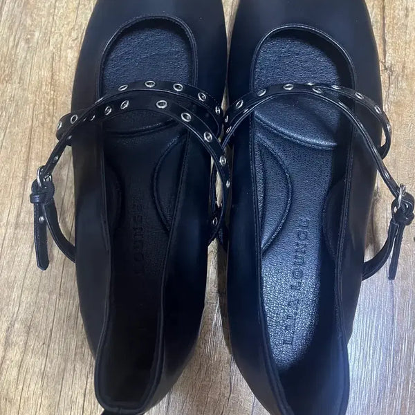 [BUNJANG] Black Strap Flat Shoes (Size 260) / 블랙 스트랩 플랫슈즈(구두255신는분)