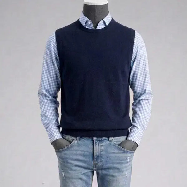 [BUNJANG] ZIOZIA And Z Wool Cashmere Round Neck Knit Vest / 지오지아 And Z/울캐시미어 라운드넥 니트 베스트 네이비/100