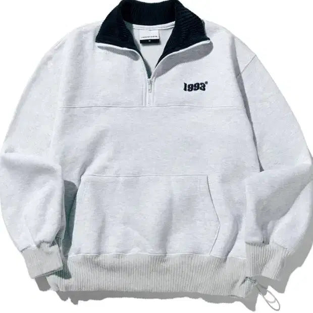 [BUNJANG] Studio 1993 Half Zip Sweatshirt (Light Grey, M) / 스튜디오 1993 하프집업 맨투맨 새상품