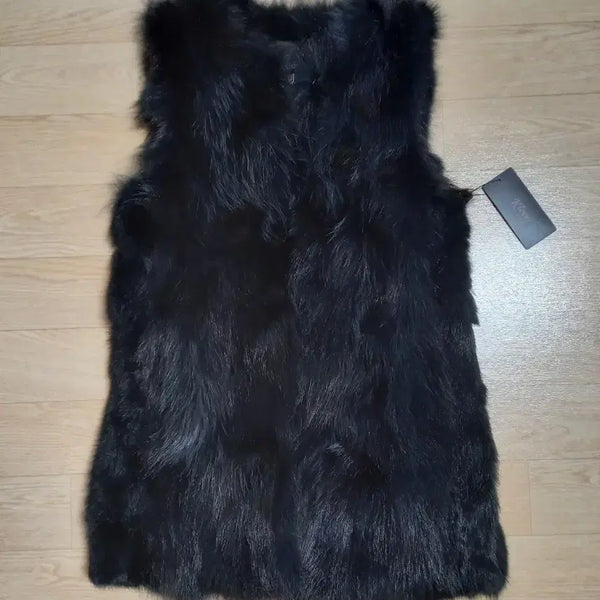 [BUNJANG] Natural Fur Raccoon and Rabbit Fur Long Vest / 진도 천연모피 라쿤 토끼털 롱 조끼 66 새상품