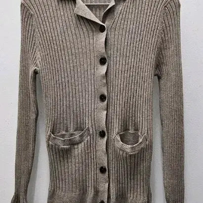 [BUNJANG] Zioziah Gogo Ribbed Collar Knit Cardigan / 지오송지오 골지 카라넥 니트 가디건 (구88)