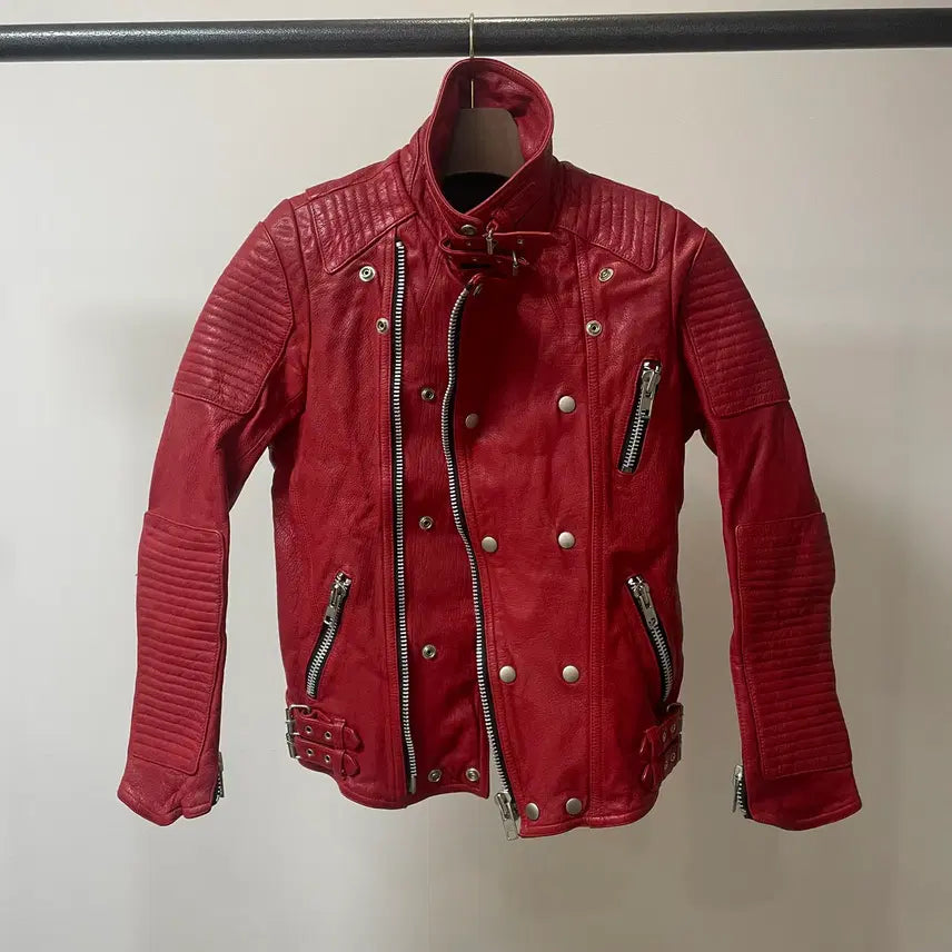[BUNJANG] Red Rock Chic Lambskin Leather Rider Jacket / (55) 레드 락시크 램스킨 양가죽 라이더 자켓