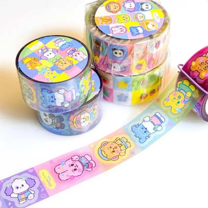 [BUNJANG] BbomBbom Studio Colorful Daily Kiss Cut Sticker Roll (1 Meter) / 뽐뽐스튜디오 알록달록데일리 키스컷