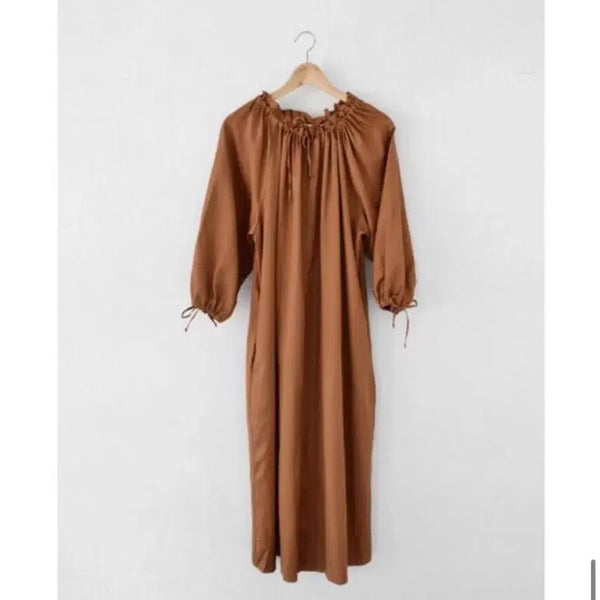 [BUNJANG] Brown Satin Long Dress / 브라운 새틴 원피스 새상품