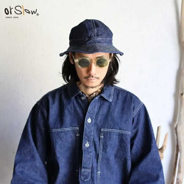[BUNJANG] Orslow US Navy Denim Bucket Hat / 오어슬로우 US NAVY 데님 버킷햇 새상품
