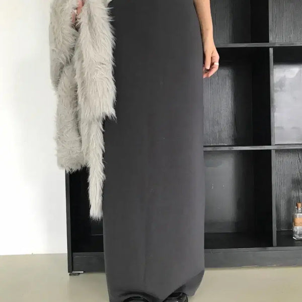 [BUNJANG] Here B4 Fleece Long Skirt Charcoal / here b4 플리스 롱 스커트 챠콜 새상품