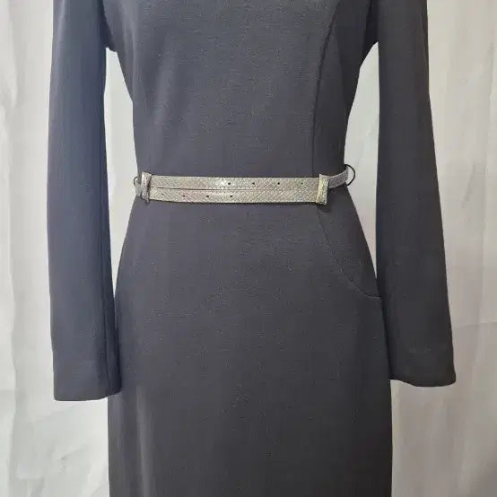 [BUNJANG] Black H-Line Belted Maxi Dress (Size M) / 블랙 H라인 벨트 원피스 M