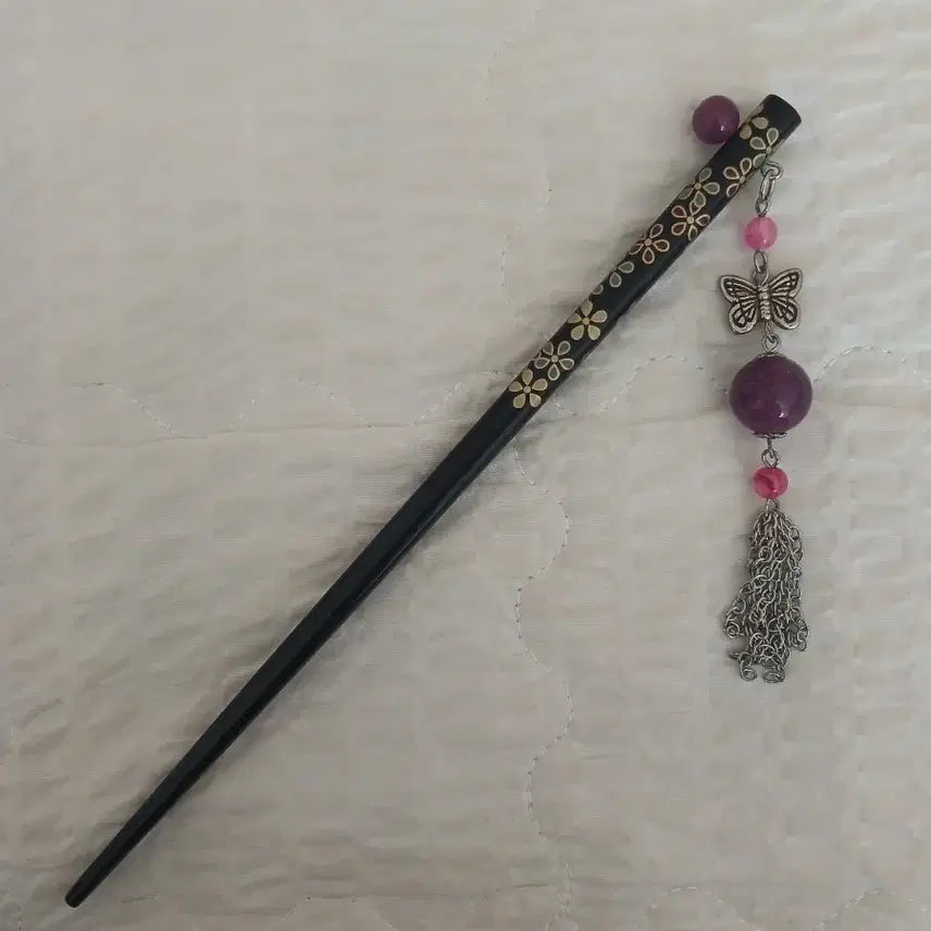 [BUNJANG] Butterfly Tassel Floral Hairpin / 나비 태슬 꽃무늬 비녀