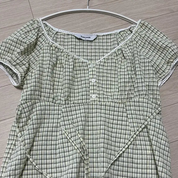 [BUNJANG] 8seconds Checkered Blouse / 에잇세컨즈 체크무늬 블라우스