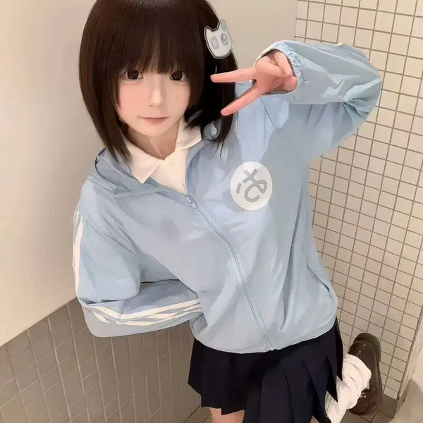 [BUNJANG] Light Blue UV Protection Windbreaker / 양산형 하늘색 자외선 차단 바람막이(예약판매)