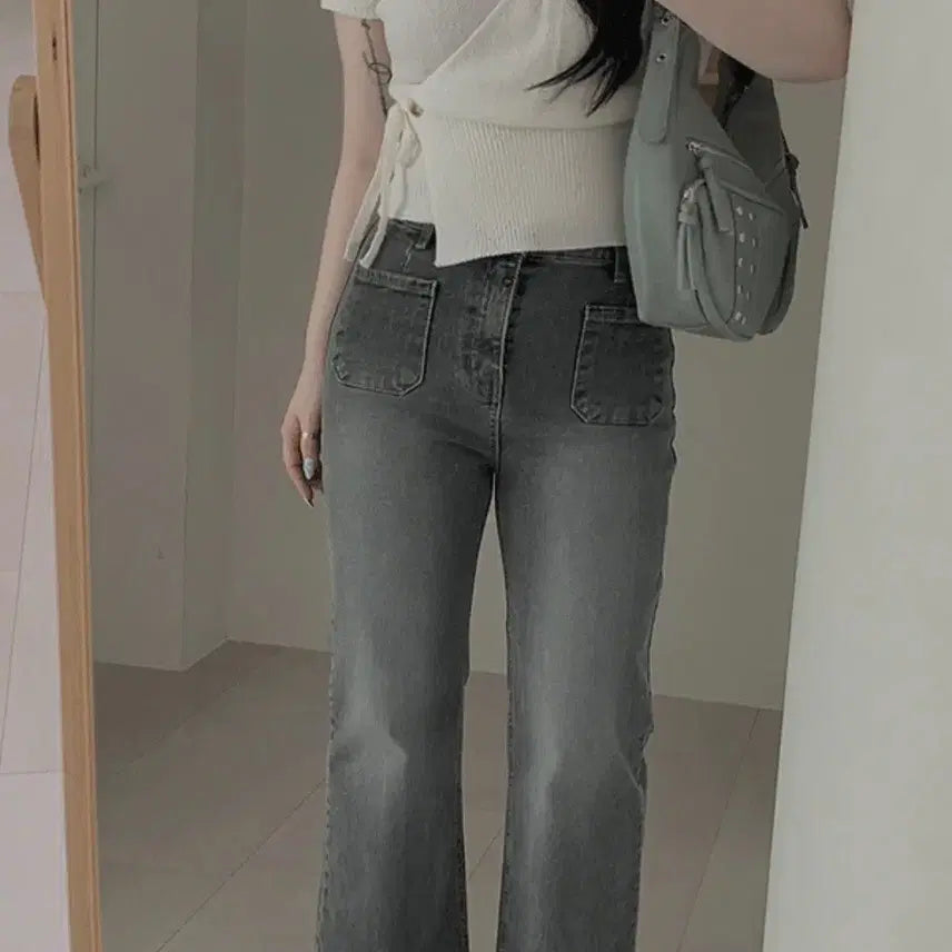 [BUNJANG] Habi-unni Semi-Bootcut Denim Pants / 하비언니 포켓 세미부츠컷 데님팬츠 M