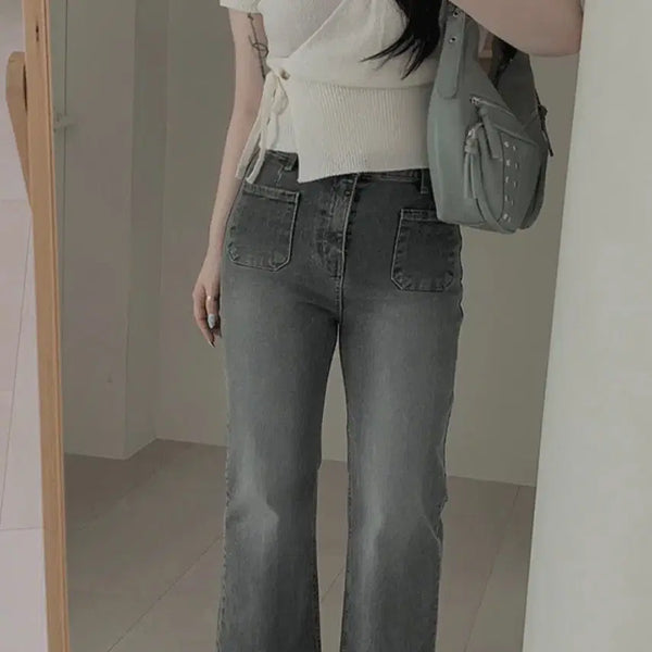 [BUNJANG] Habi-unni Semi-Bootcut Denim Pants / 하비언니 포켓 세미부츠컷 데님팬츠 M