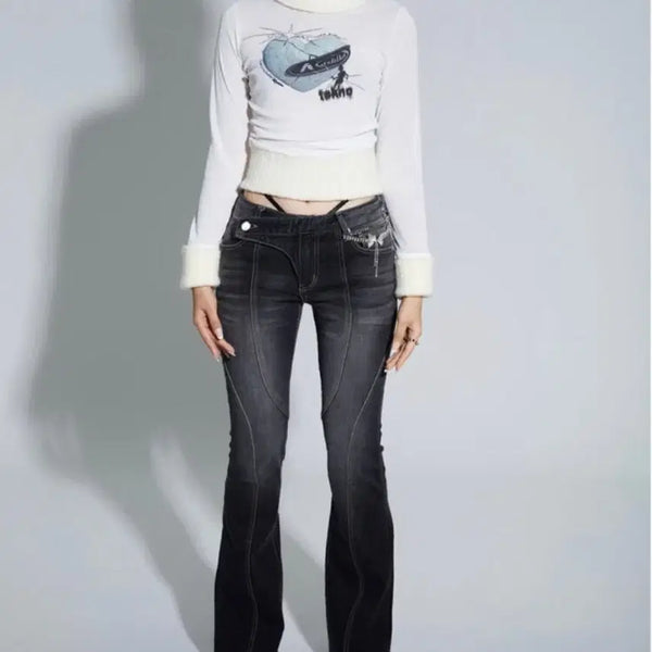 [BUNJANG] Kasiko Low-Rise Washed Jeans Gray 1 / [새상품] 카시코 로우라이즈 워싱 진 그레이 1사이즈