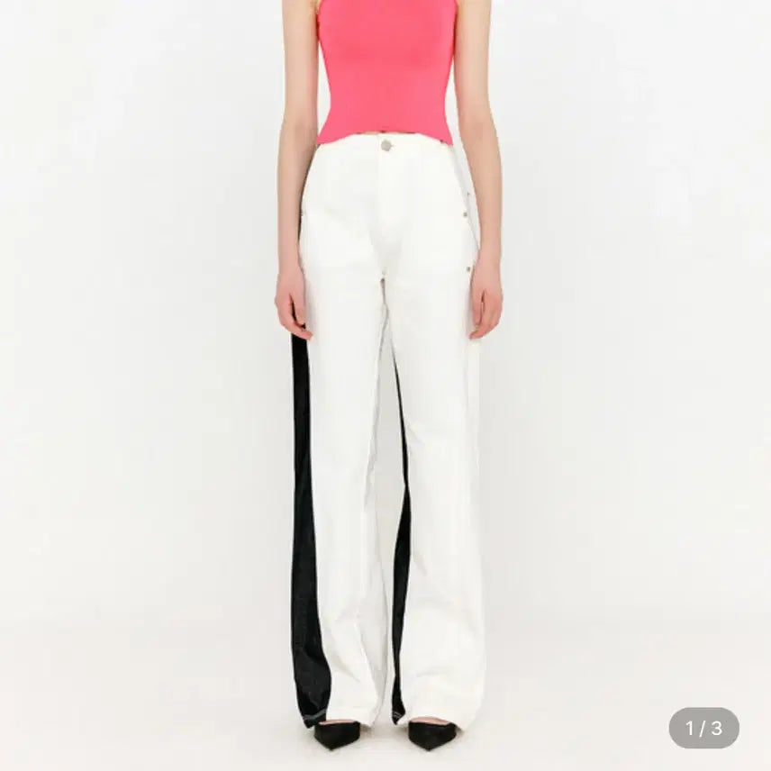 [BUNJANG] Us Colorblock Organic Semi Wide Denim Pants / 유즈 컬러블럭 오가닉 세미 와이그 데님 팬츠