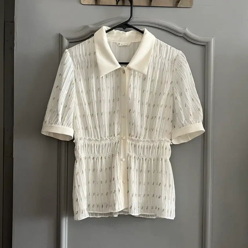 [BUNJANG] It Michaa Slim Waist Pleated Blouse Size 82-88-160 / 잇미샤 슬림 웨이스트 주름 블라우스 호칭 82-88-160사이즈