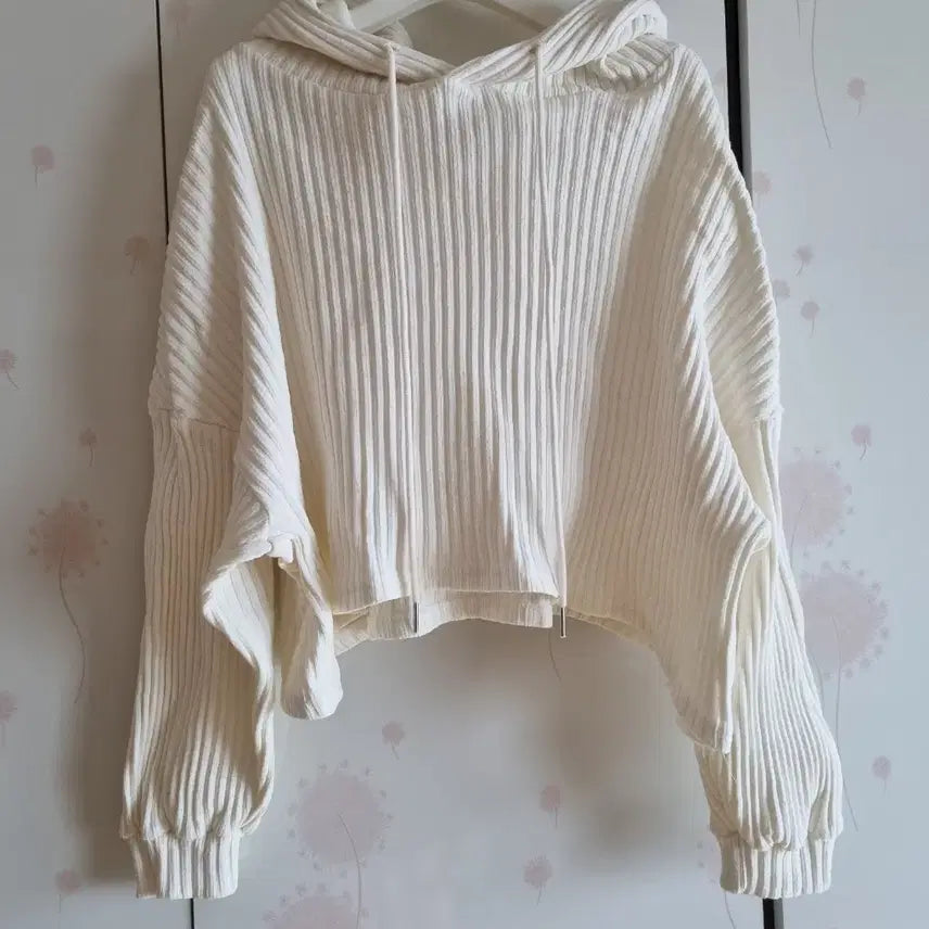 [BUNJANG] Loose Fit Ribbed Cropped Hoodie T-Shirt / 루즈핏 골지 크롭 후드 티셔츠