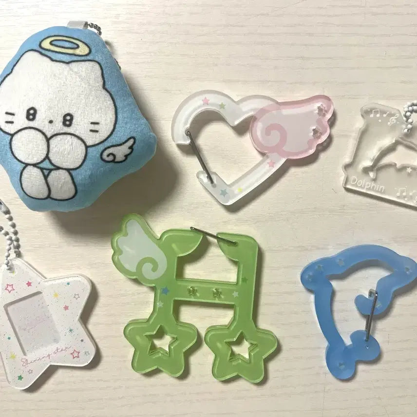 [BUNJANG] Goyangidabang Acrylic Carabiner & Cushion Keyring Bundle Set / (일괄) 고양이다방 아크릴 카라비너, 쿠션키링