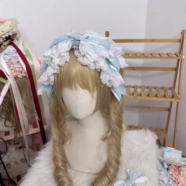[BUNJANG] Lolita "Sakura Blue" Headdress / 로리타 삭스블루 카츄사 헤도레 양산형 지뢰계 서브컬쳐 양지뢰 고스로리