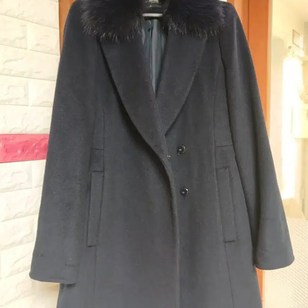 [BUNJANG] ME.SENSE Black Fox Fur Coat / ME.SENSE 블랙 폭스퍼 코트