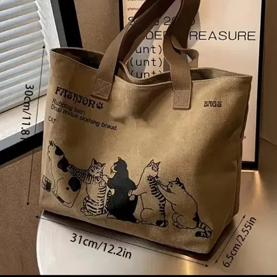 [BUNJANG] Canvas Tote Bag / 토트백(진한커피색상