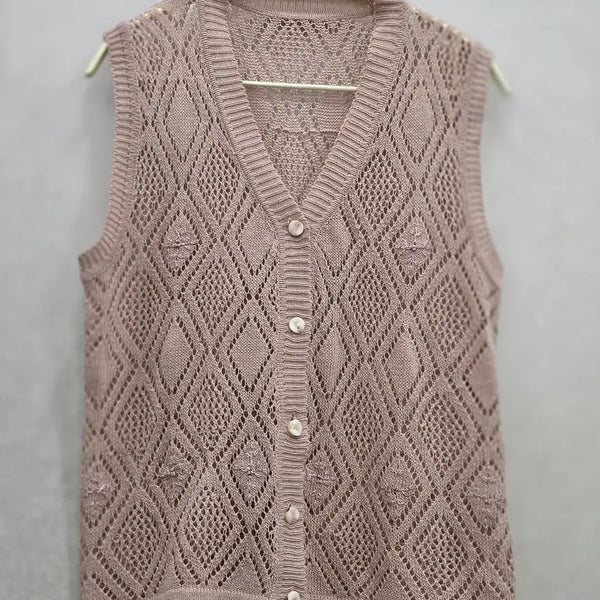 [BUNJANG] Japanese Vintage Knit Crochet Vest / 일본 빈티지 니트 펀칭 베스트