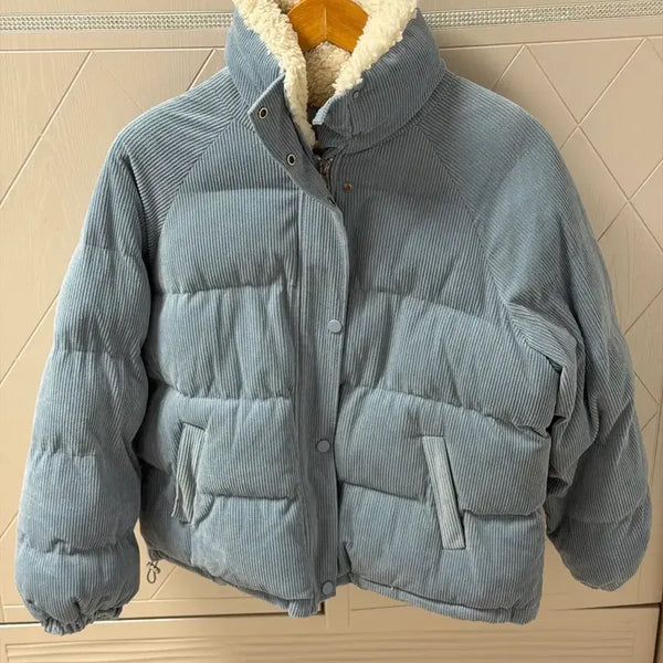 [BUNJANG] STEFANI Sky Blue Corduroy Padded Jacket / STEFANI 하늘색 코듀로이 패딩