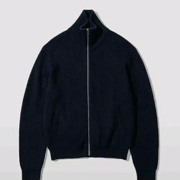 [BUNJANG] INTEMPO MOOD Oblique Line Merino Wool Full Zip-Up Navy M / 인템포무드 오블리크 라인 메리노 울 풀집업 네이비M