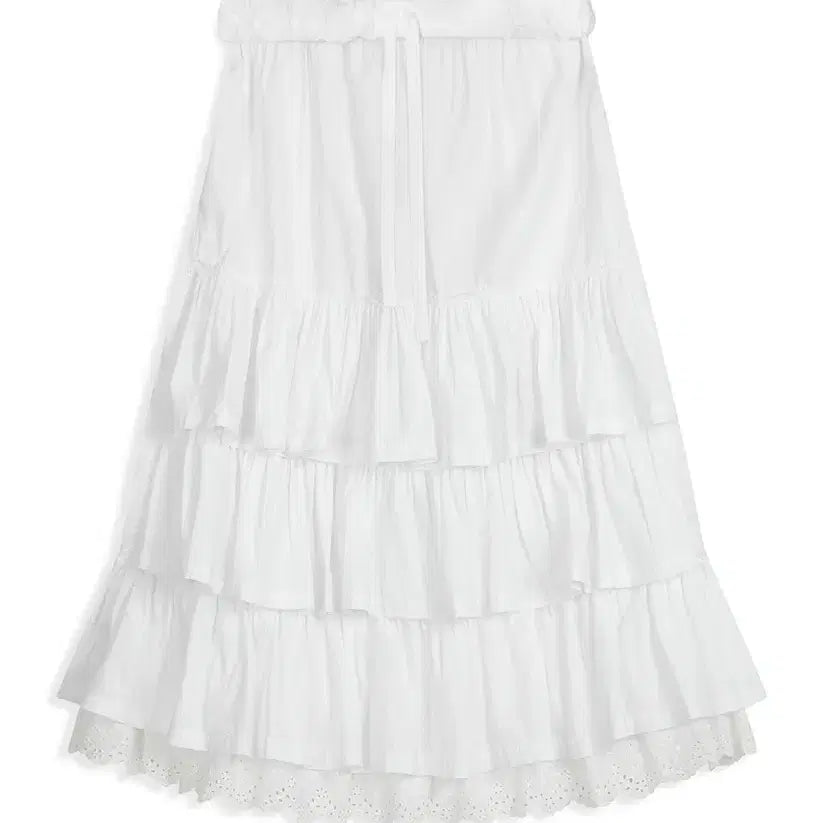 [BUNJANG] openyy Rolled Waist Tiered Skirt White S / 오픈와이와이 롤드 웨이스트 타이어드 스커트 화이트 S 사이즈