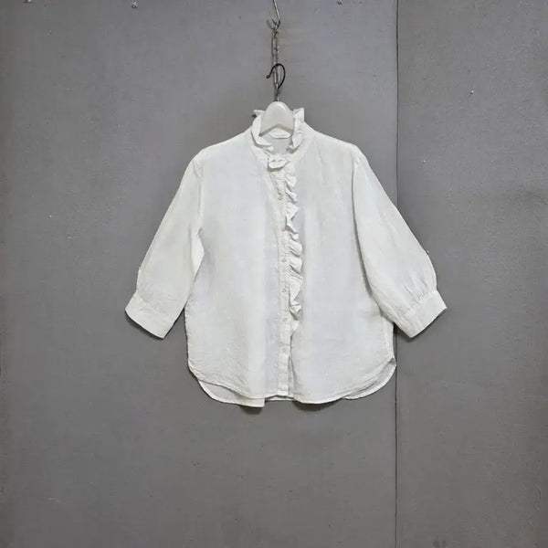 [BUNJANG] Small Frill Linen Blouse / 작은프릴 린넨 블라우스 F n4224