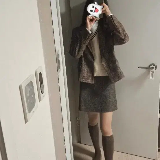 [BUNJANG] Soup Checkered Coat (Brown) / 착샷o 숲 soup 체크 코트 (브라운)