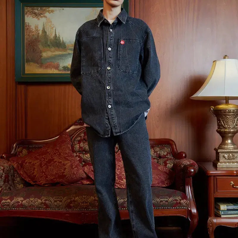 [BUNJANG] Stu Offlce 21 Fall Crease Denim Shirt / stu offlce 21 fall 크리즈 데님 셔츠
