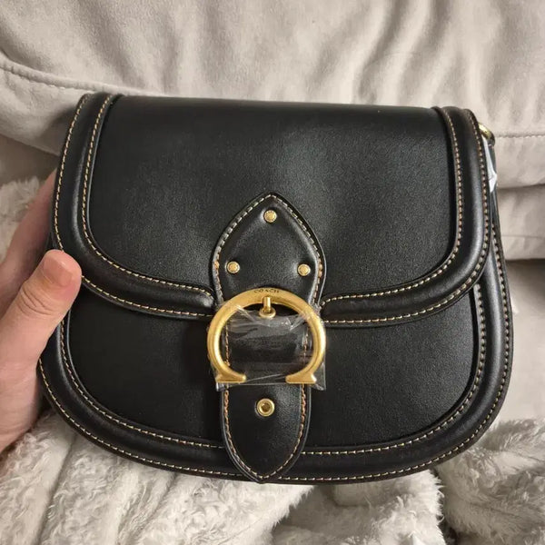 [BUNJANG] Coach Black Leather Buckle Shoulder Bag / 코치 블랙 레더 버클 숄더백