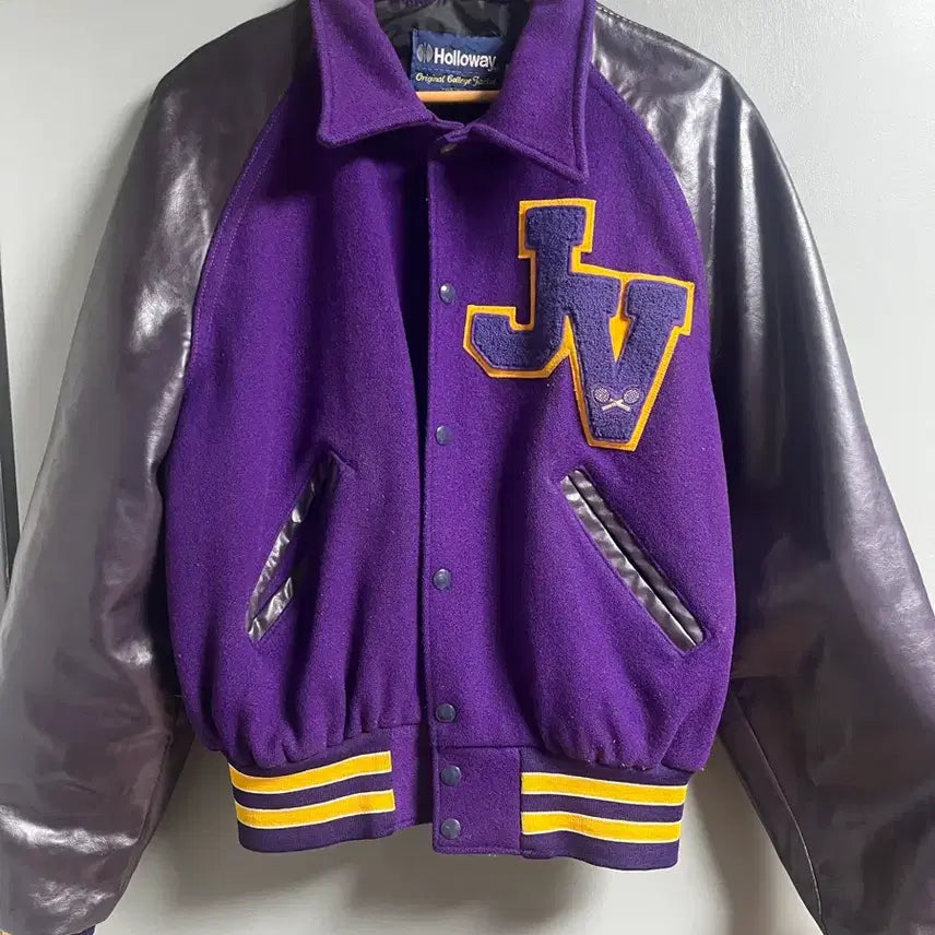 [BUNJANG] Vintage Leather Varsity Jacket / 빈티지 소가죽 바시티자켓