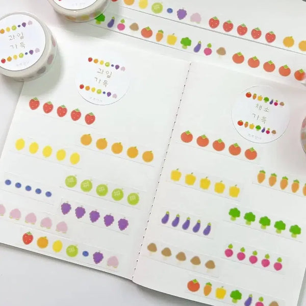 [BUNJANG] Fruit and Vegetable Washi Tape Set / 과일,채소가득마테