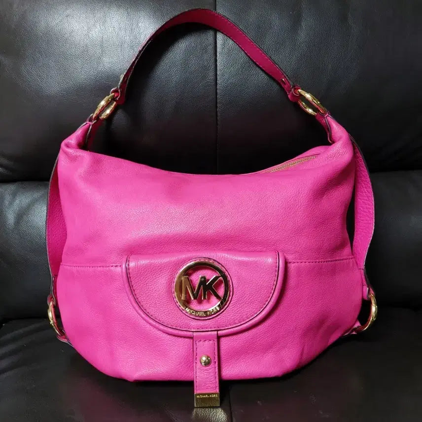 [BUNJANG] Michael Kors Fulton Hobo Shoulder Bag Fuchsia Pebble Leather / 마이클 코어스 풀턴 호보 숄더백