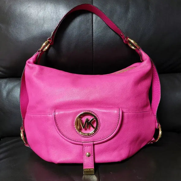 [BUNJANG] Michael Kors Fulton Hobo Shoulder Bag Fuchsia Pebble Leather / 마이클 코어스 풀턴 호보 숄더백