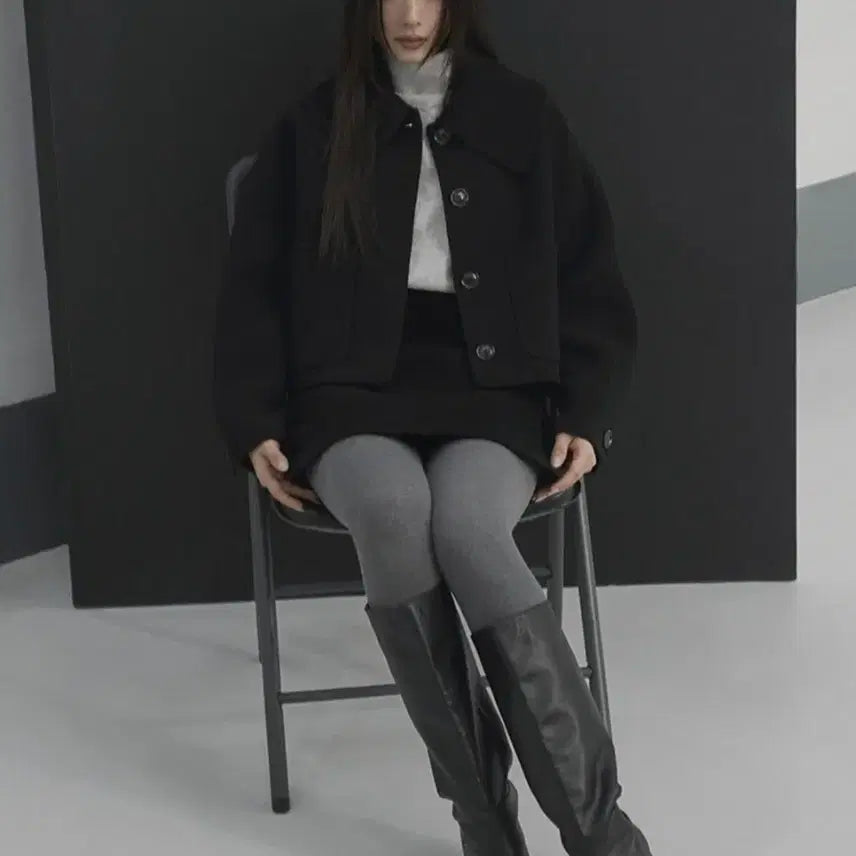 [BUNJANG] Voca Vaca Short Coat - Black (Size S) / 보카바카 카라 숏코트 s 사이즈 블랙