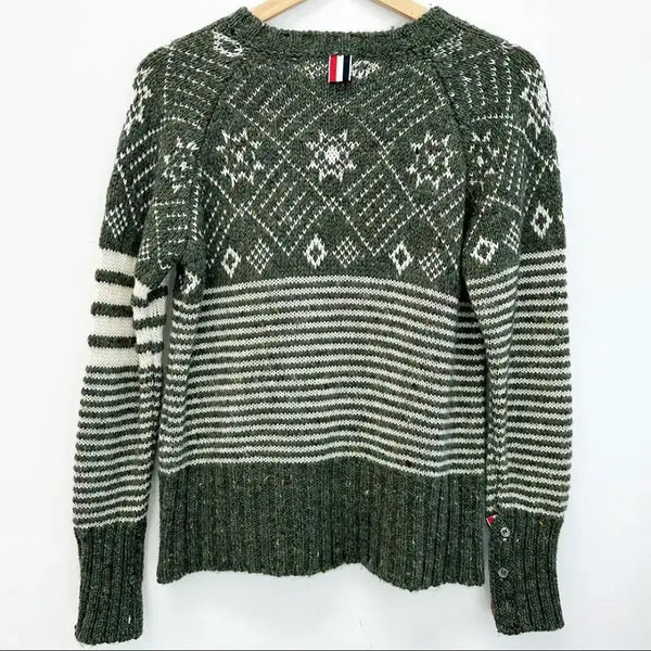 [BUNJANG] Thom Browne Green Pattern Knit Sweater / 톰브라운 그린 패턴 니트 스웨터 1