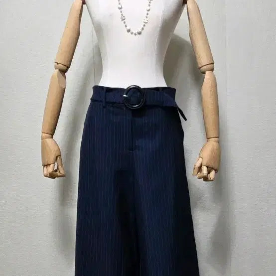 [BUNJANG] Tiren Ravi Belted Wide Slacks Navy / 티렌러비 바지 66(27.28)