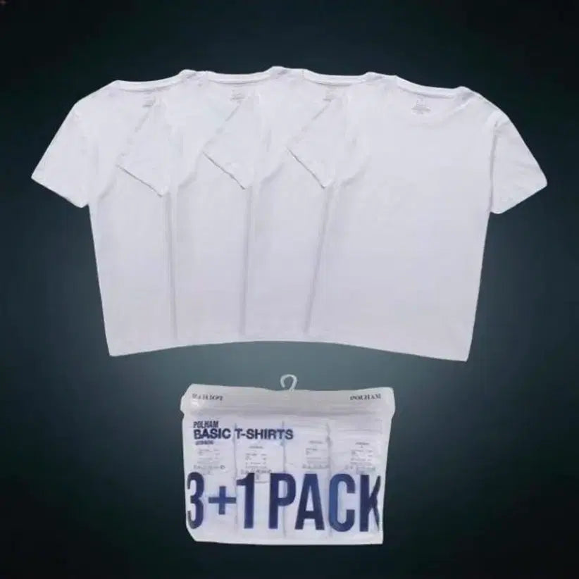 [BUNJANG] POLHAM 4-Pack 100% Cotton Basic T-Shirts (White, 2XL) / (2XL)폴햄 순면 기본 면티4장 4팩 새상품 만원!!