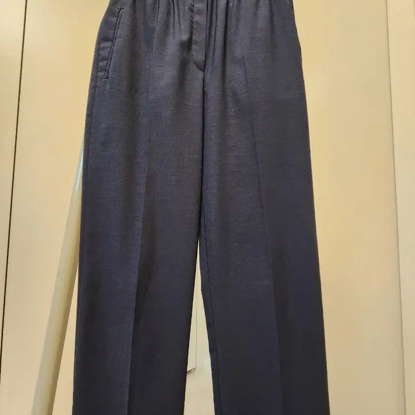 [BUNJANG] System Navy Slacks Wide Leg Pants / 시스템)진네이비  팬츠