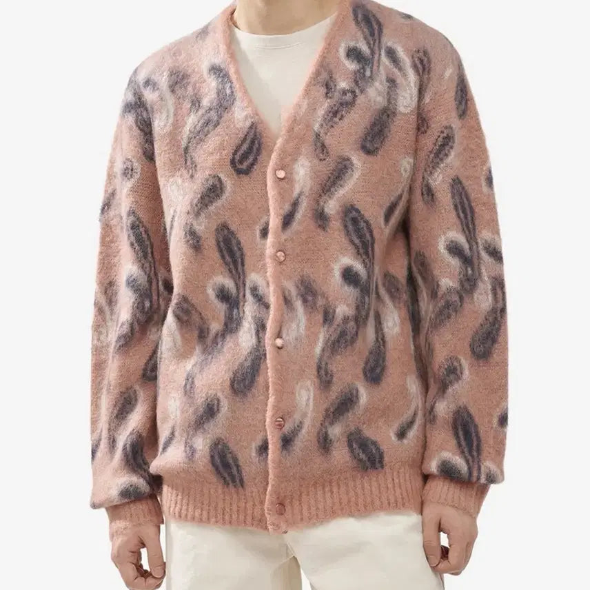 [BUNJANG] Needles Paisley Mohair Cardigan Pink L / 니들스 페이즐리 모헤어 가디건 핑크 L사이즈