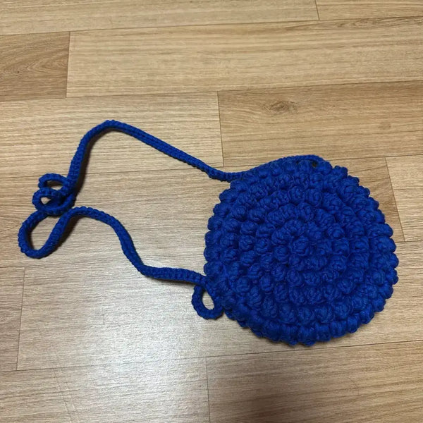 [BUNJANG] Blue Knit Crossbody Bag / 뜨개 블루 크로스백