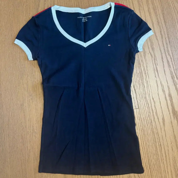 [BUNJANG] Tommy Hilfiger Navy Slim Fit Short Sleeve T-Shirt / 타미힐피거 네이비 반팔 슬림핏 티셔츠 tommy hilfiger