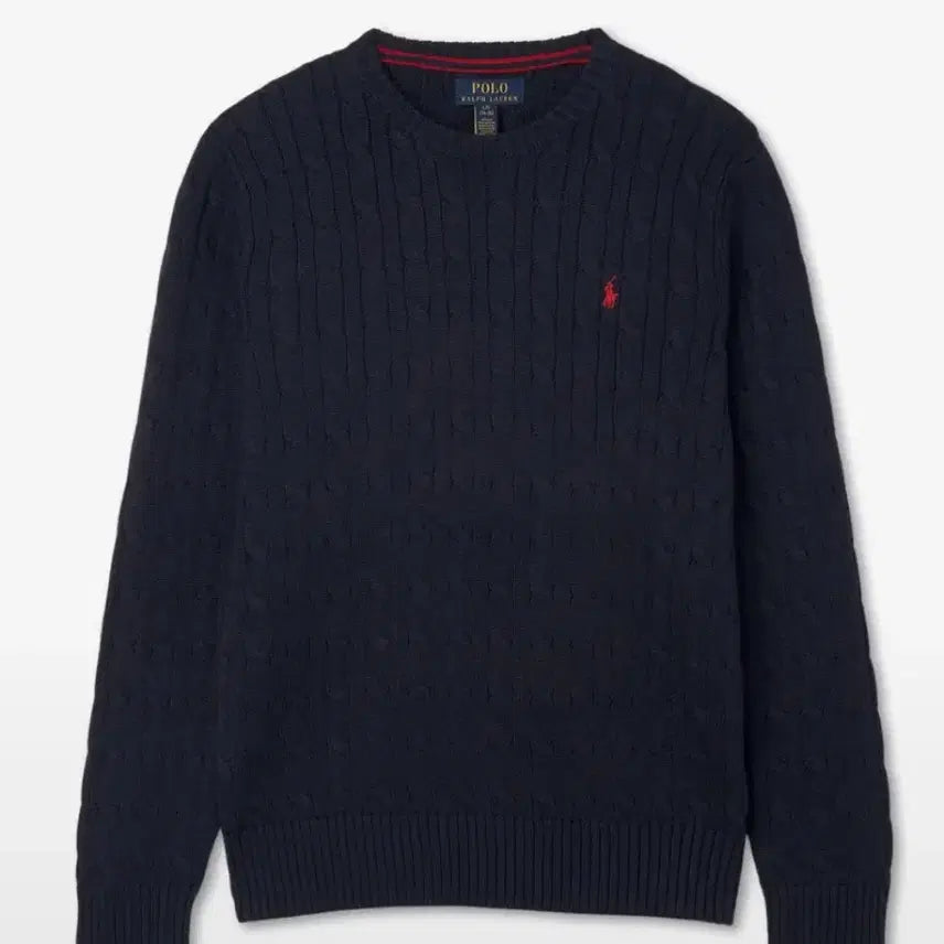 [BUNJANG] Polo Ralph Lauren Cable Knit Cotton Sweater - Navy / 폴로 랄프 로렌 / 남아 8-18세 케이블 니트 코튼 스웨터 - 네이비